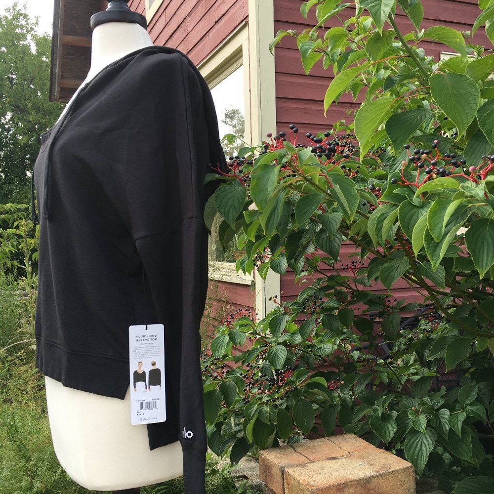 NWT Alo Yoga Fluid Long Sleeve High Low Hooded Sweatshirt Top